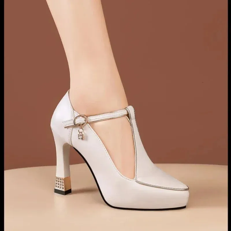 95Sexy Midheel Pointy Party  Summer Fashion Dress Elegant Shoes for Skinny Heel High Women 240620