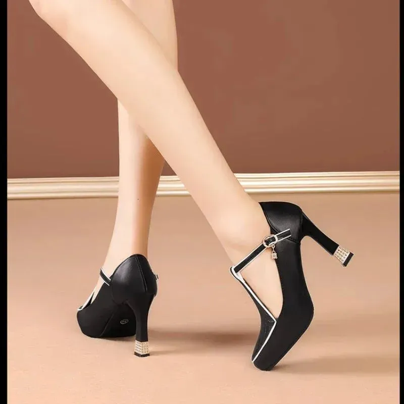 95Sexy Midheel Pointy Party  Summer Fashion Dress Elegant Shoes for Skinny Heel High Women 240620