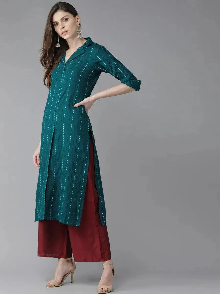 Blue Striped Cotton Kurta