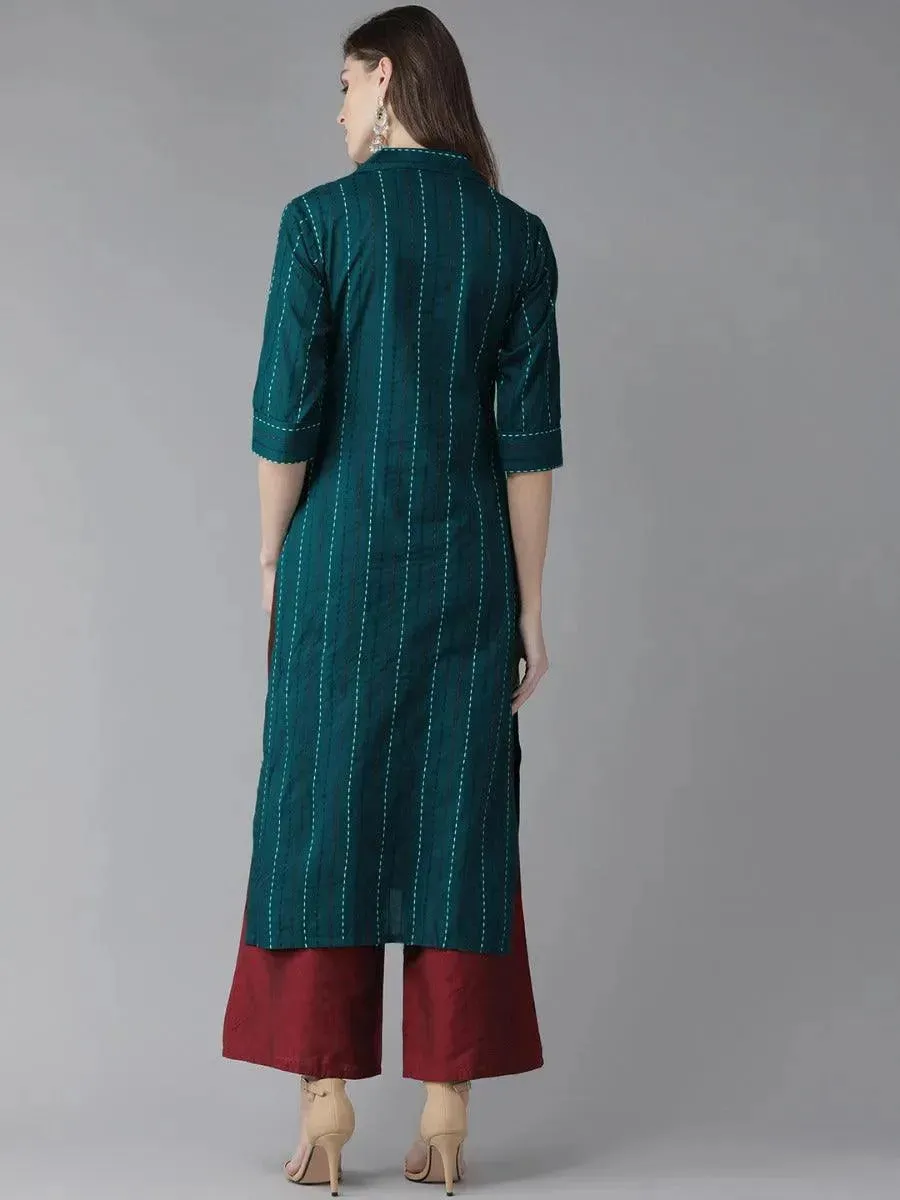 Blue Striped Cotton Kurta