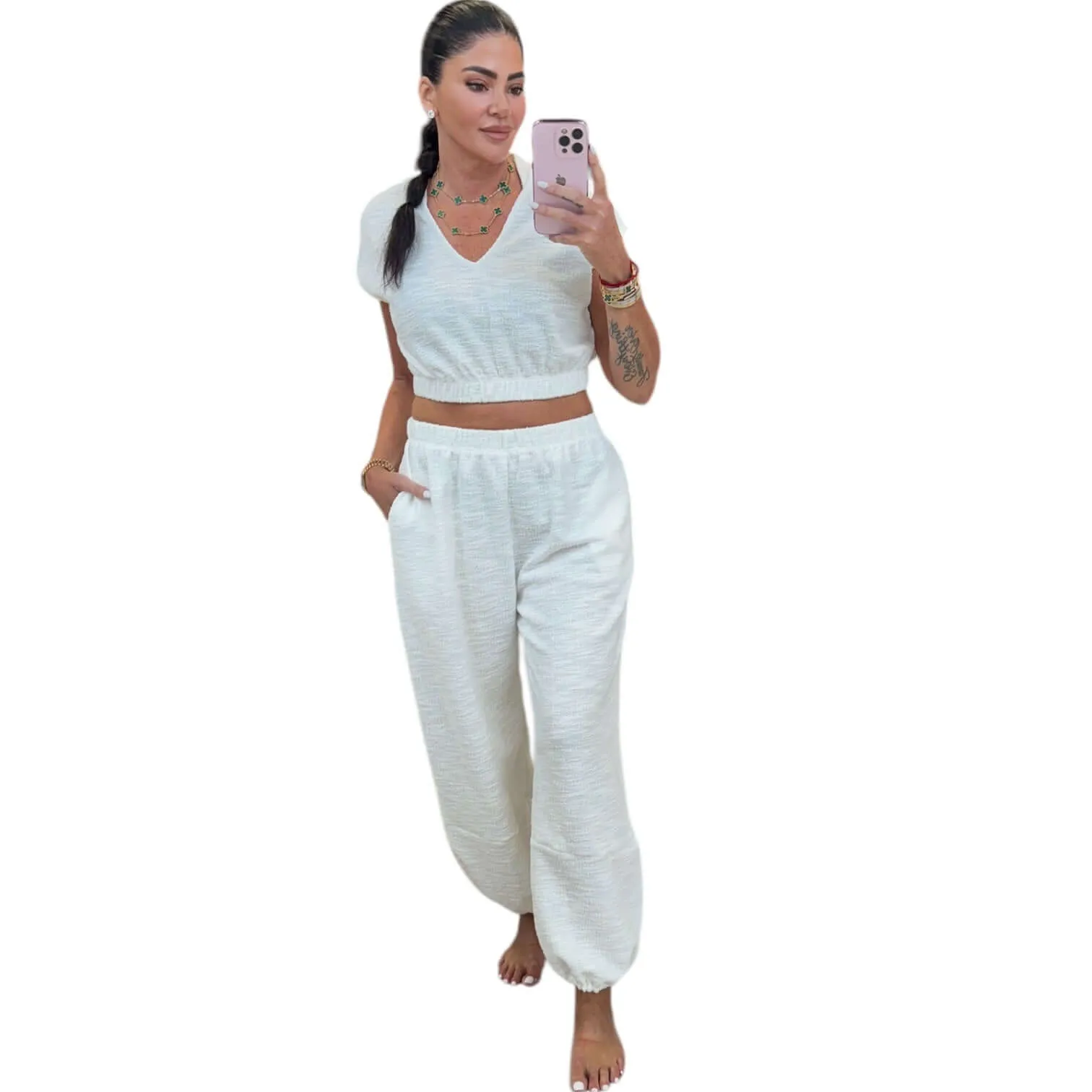 Boucle Top and Pants Set