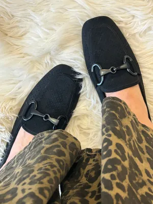 Chain Detail On Loafer - Black