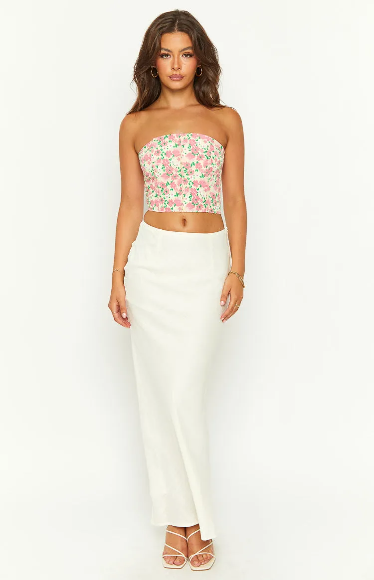 Christabel Cream Linen Blend Maxi Skirt