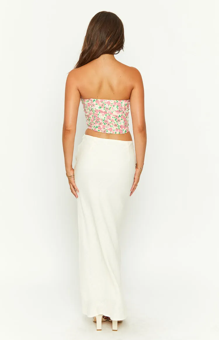Christabel Cream Linen Blend Maxi Skirt