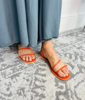 Coral Leather Strap Sandal