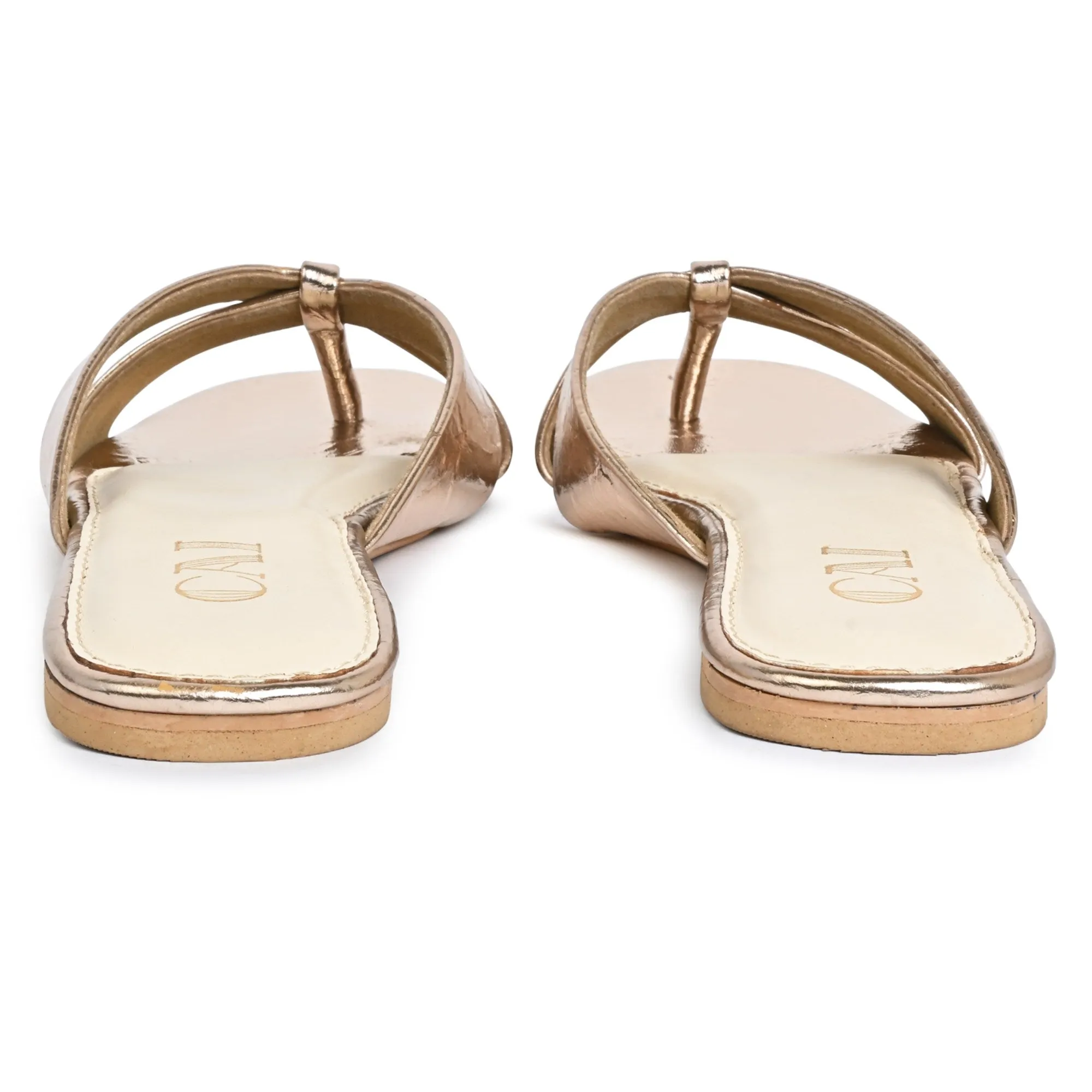 Crinkled Metallic Flats- Rosegold