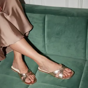 Crinkled Metallic Flats- Rosegold