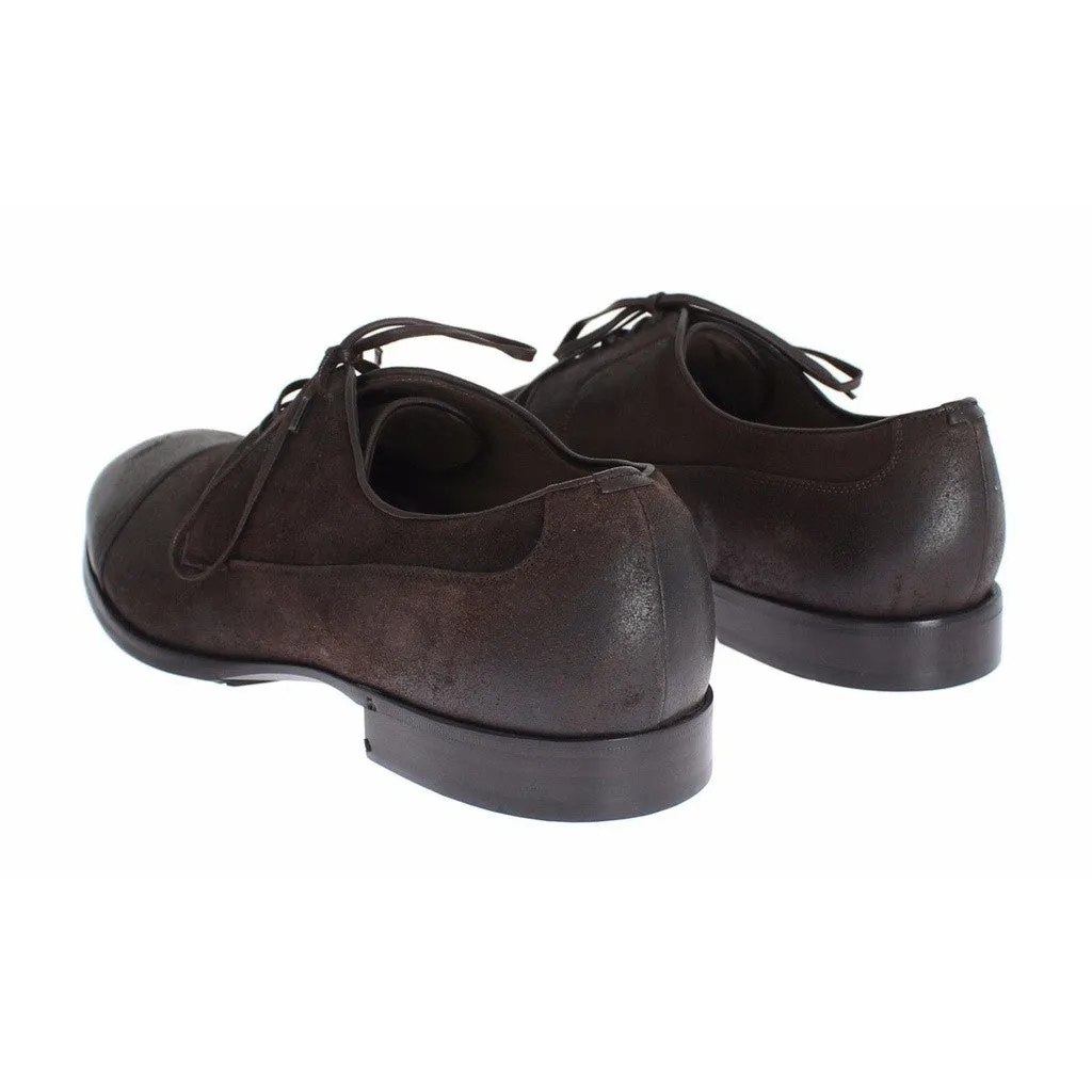 Dolce & Gabbana Brown Deerskin Leather Dress Laceup Shoes