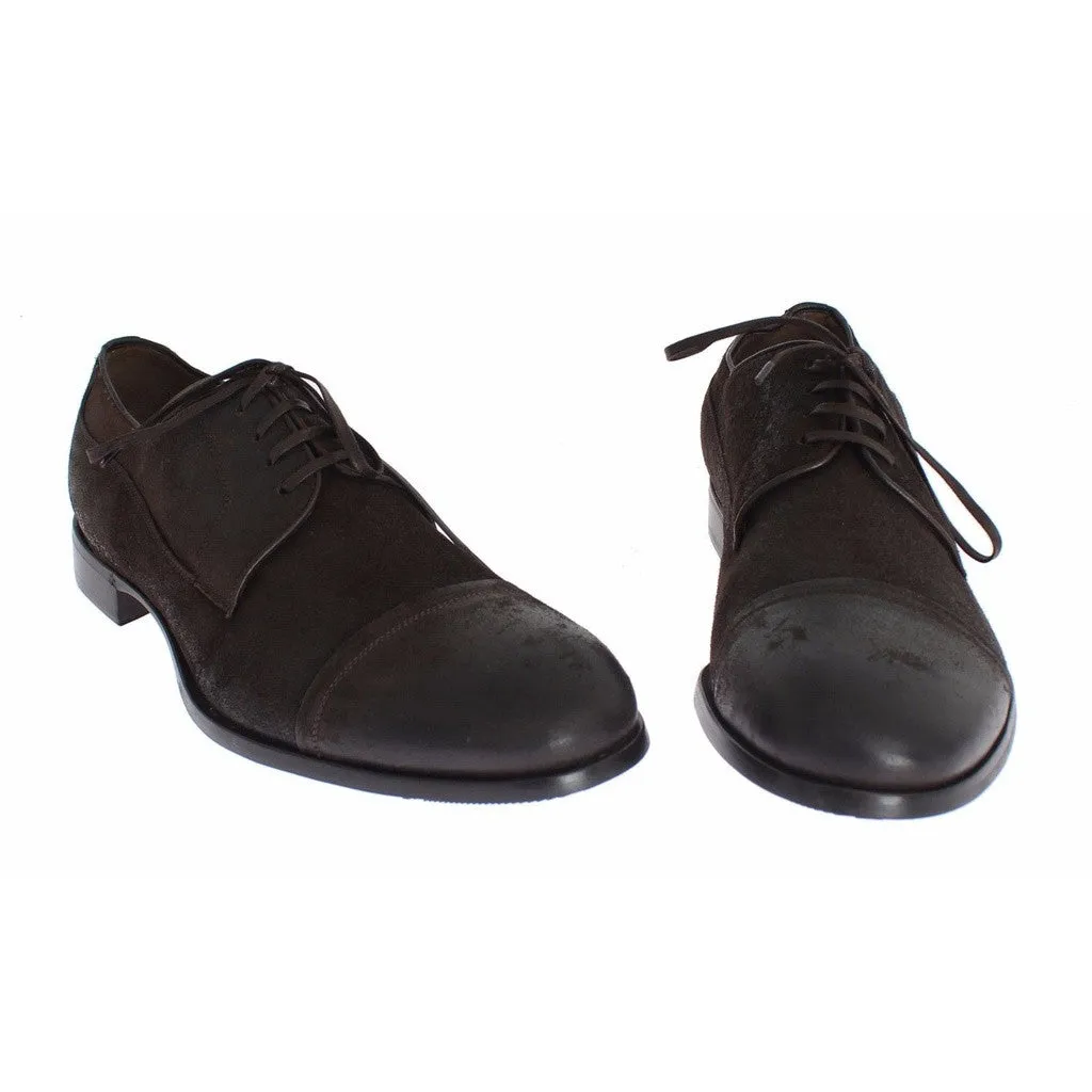 Dolce & Gabbana Brown Deerskin Leather Dress Laceup Shoes