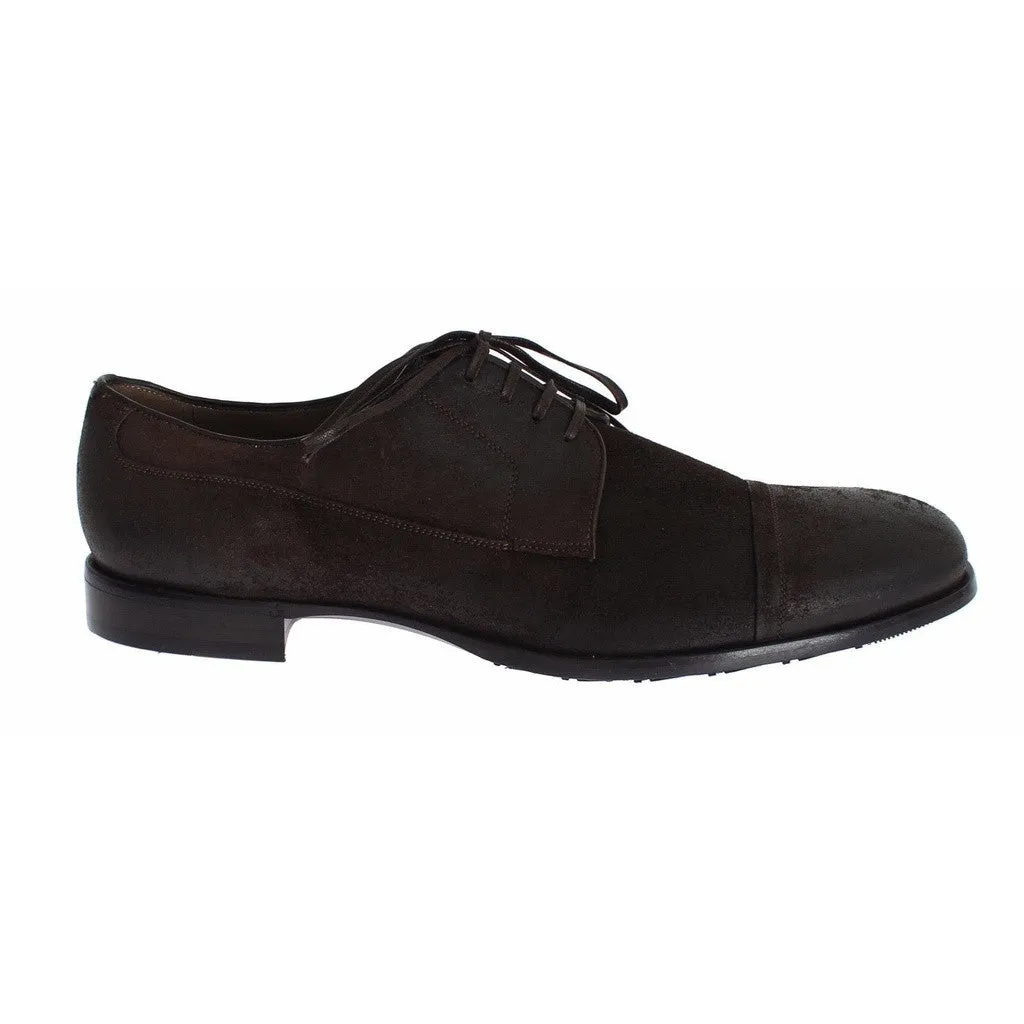 Dolce & Gabbana Brown Deerskin Leather Dress Laceup Shoes