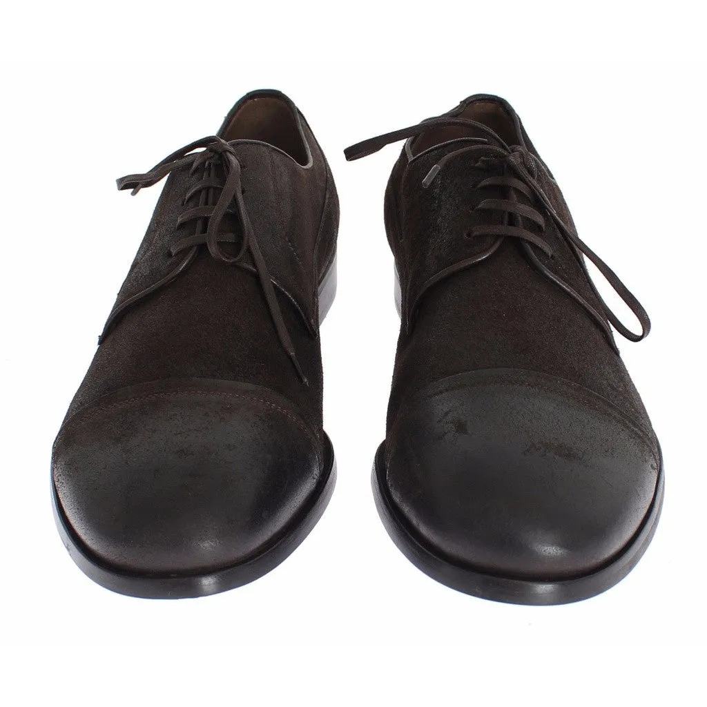 Dolce & Gabbana Brown Deerskin Leather Dress Laceup Shoes