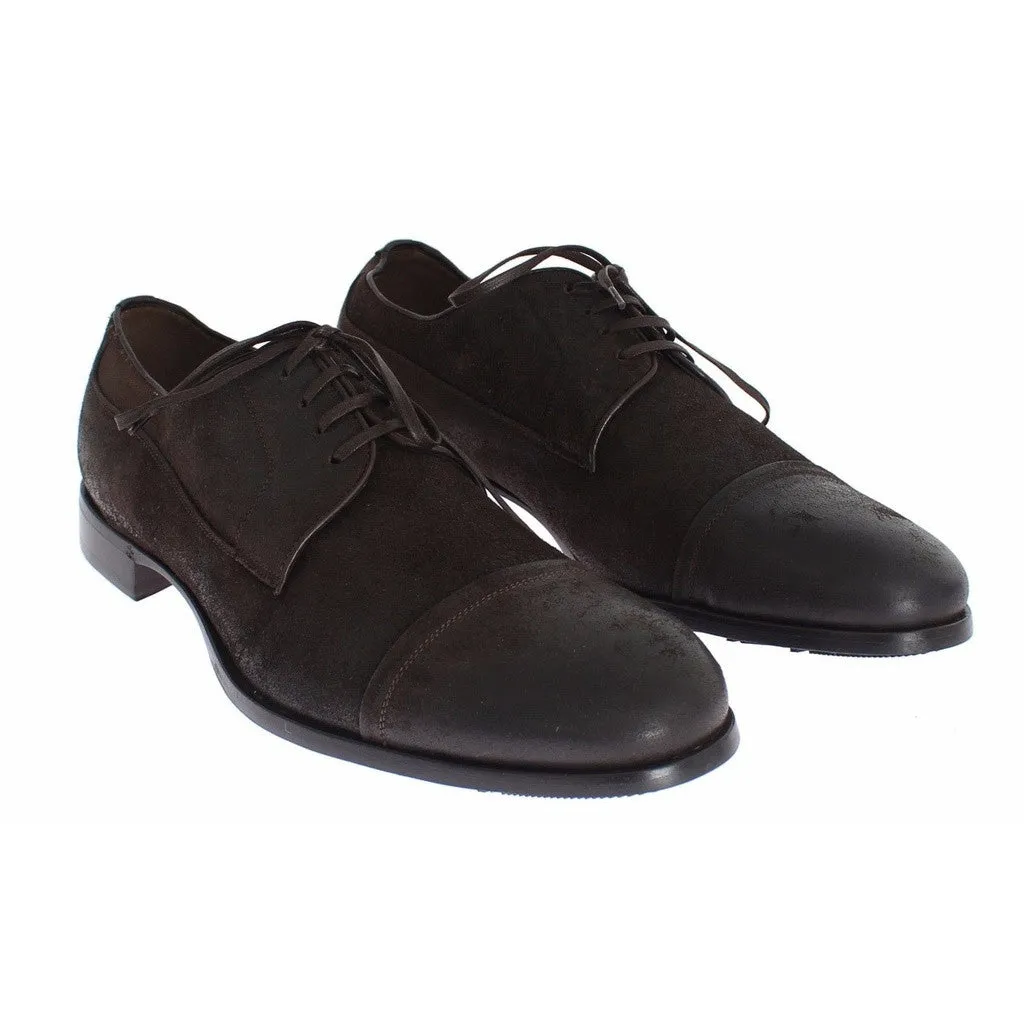 Dolce & Gabbana Brown Deerskin Leather Dress Laceup Shoes