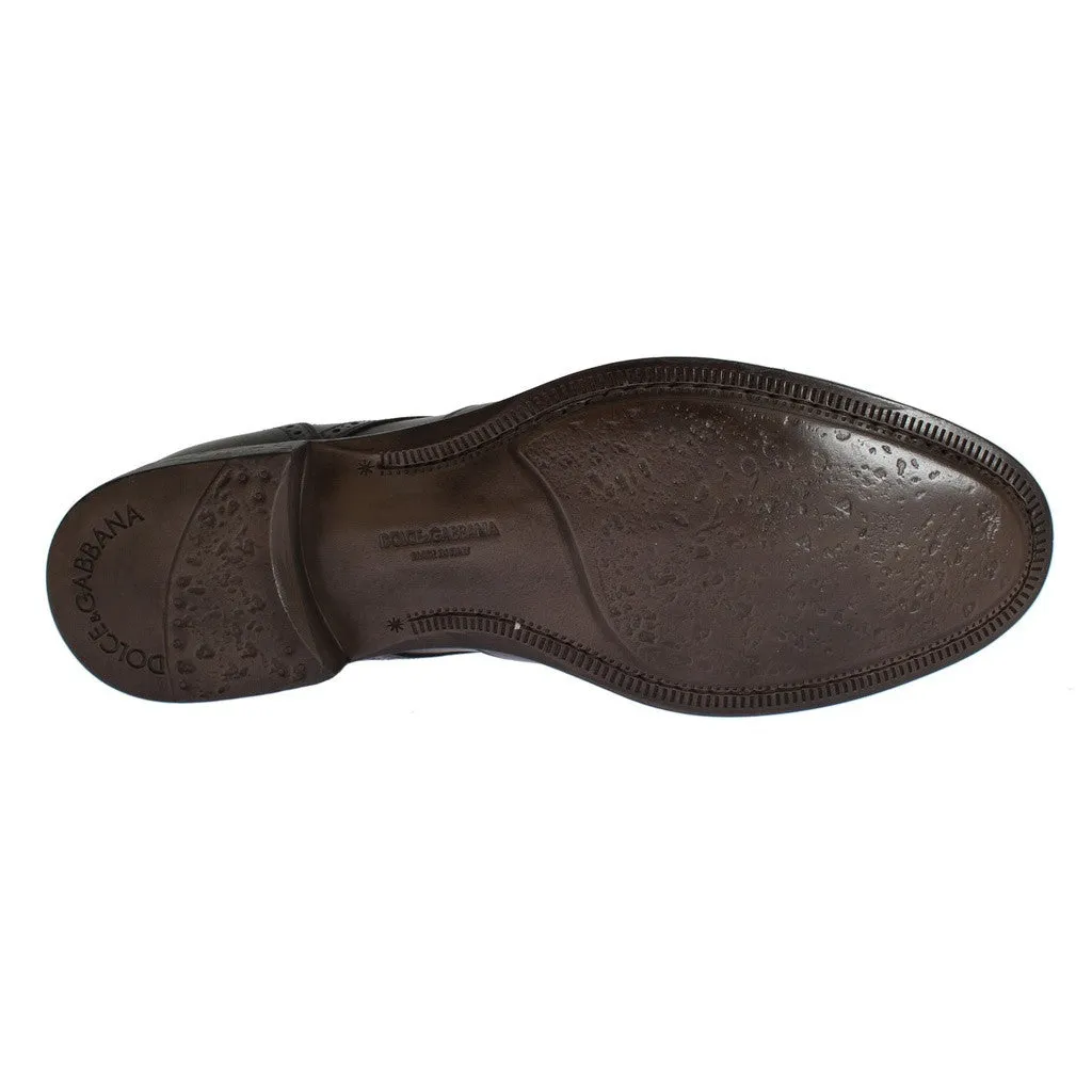 Dolce & Gabbana Brown Leather Wingtip Formal Dress Shoes