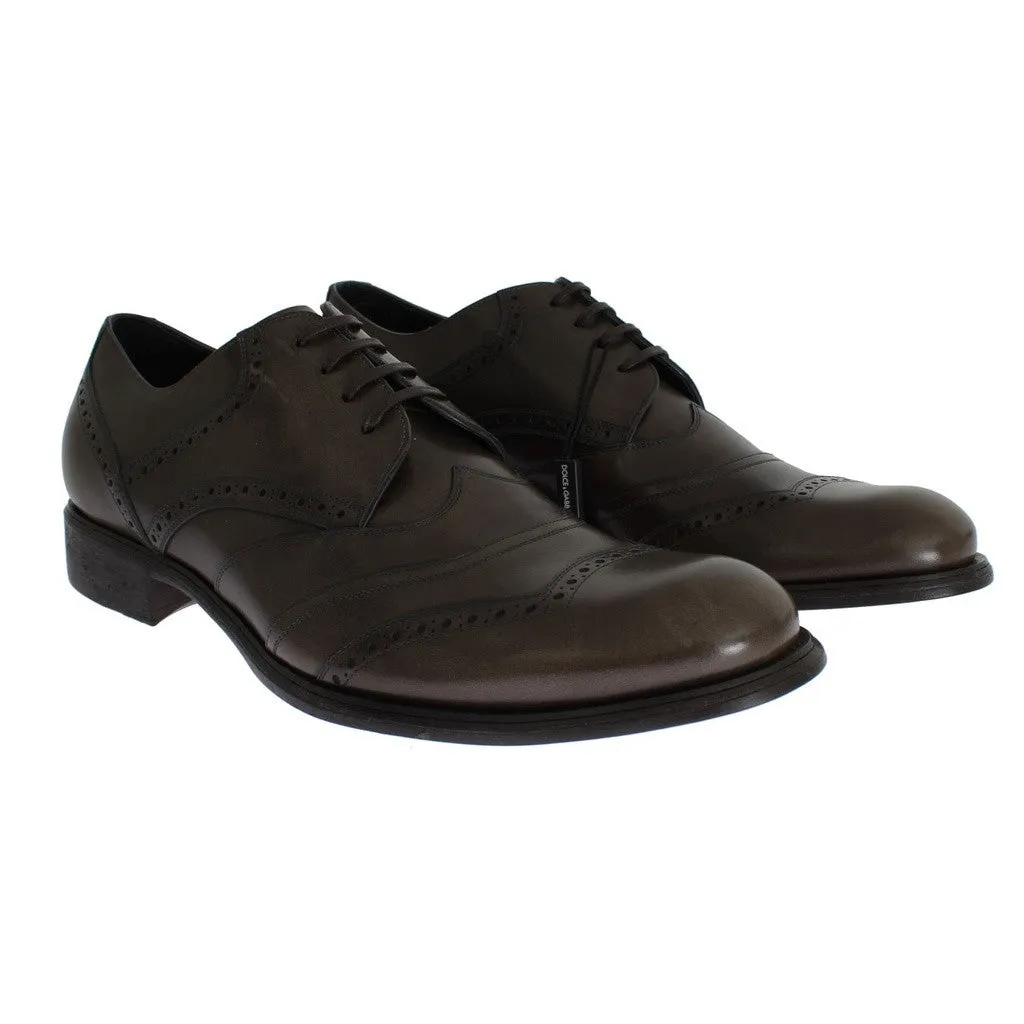 Dolce & Gabbana Brown Leather Wingtip Formal Dress Shoes