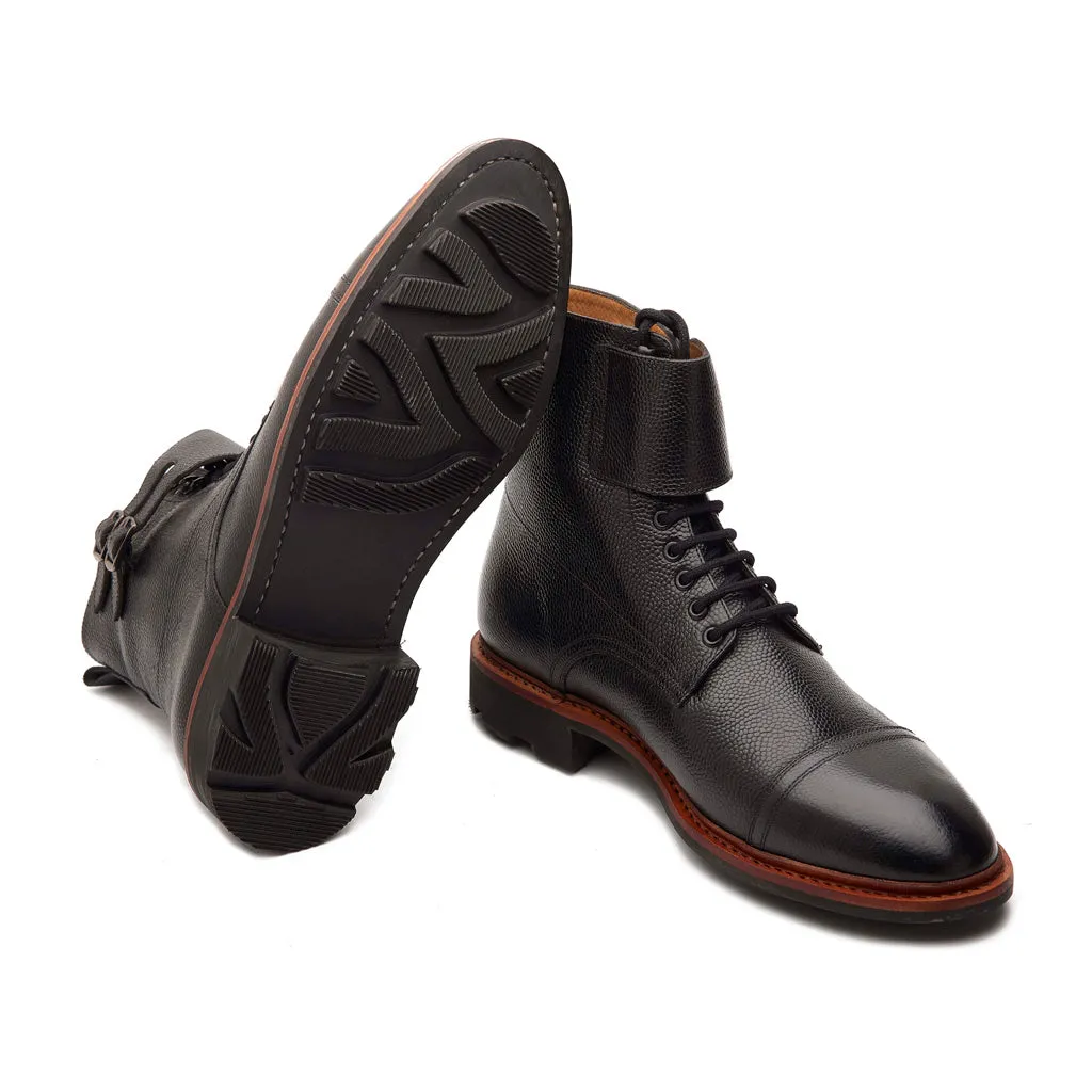 Falcon, Combat Boot - Black Pebble Grain | Hand Welted New Age
