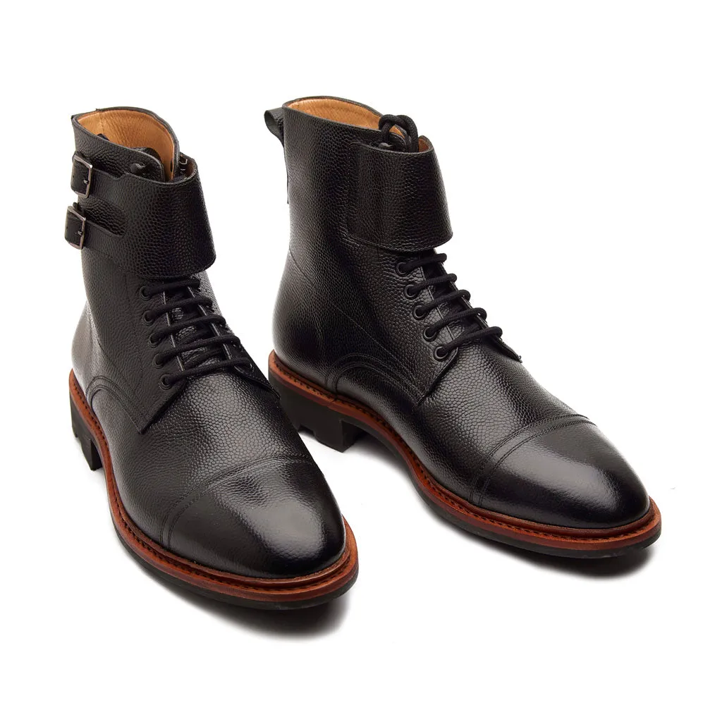 Falcon, Combat Boot - Black Pebble Grain | Hand Welted New Age