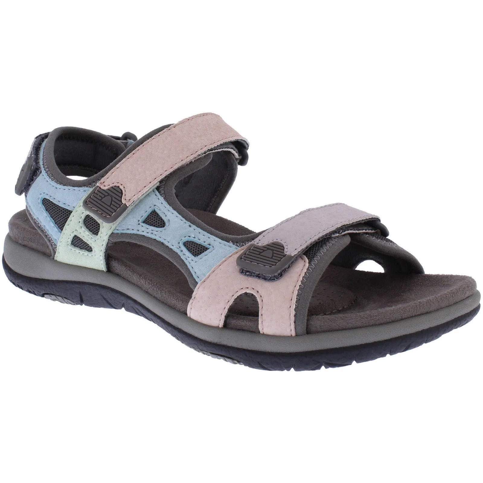 Free Spirit Zeal Ladies Pastel Multi Suede & Textile Touch Fastening Sandals