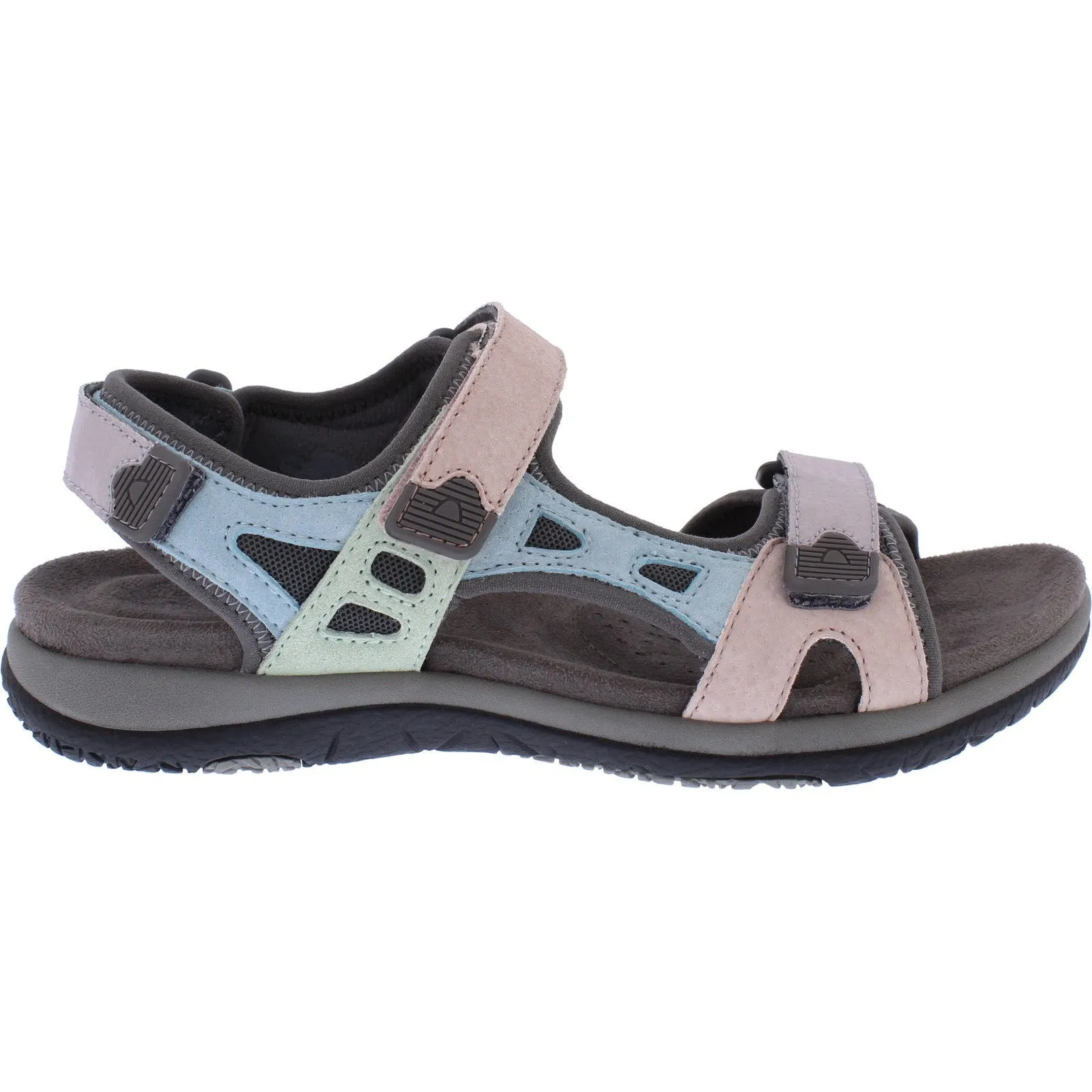 Free Spirit Zeal Ladies Pastel Multi Suede & Textile Touch Fastening Sandals