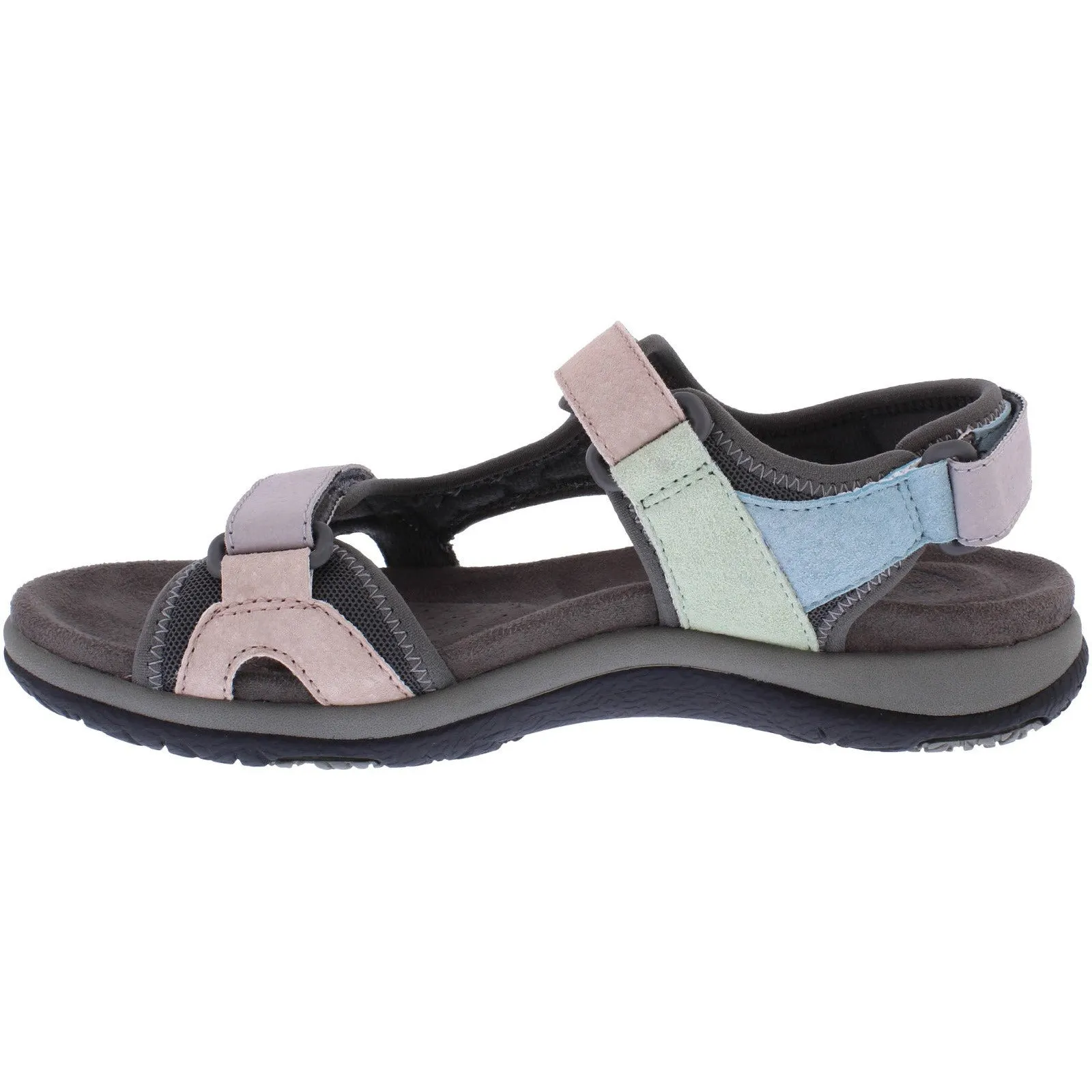 Free Spirit Zeal Ladies Pastel Multi Suede & Textile Touch Fastening Sandals
