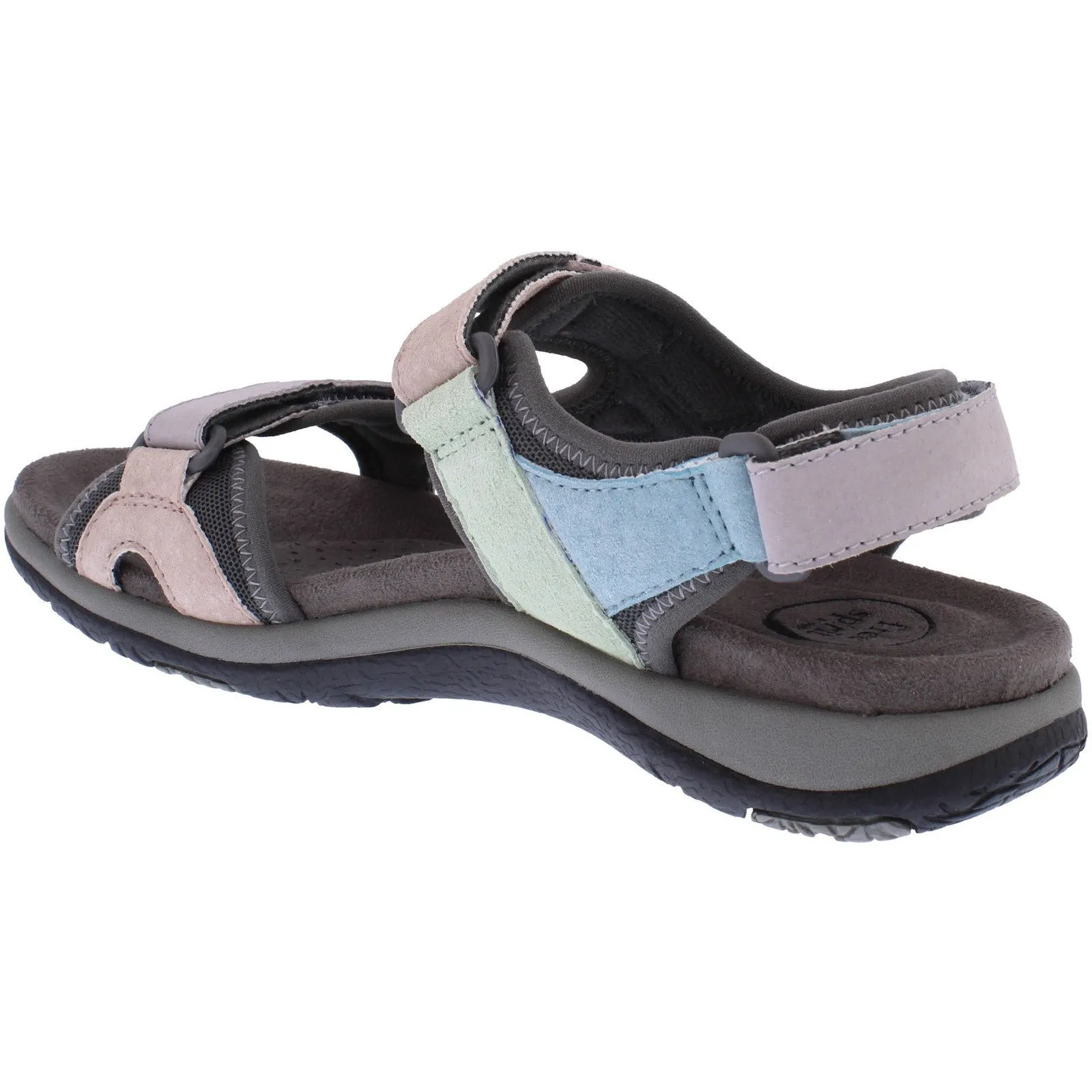 Free Spirit Zeal Ladies Pastel Multi Suede & Textile Touch Fastening Sandals