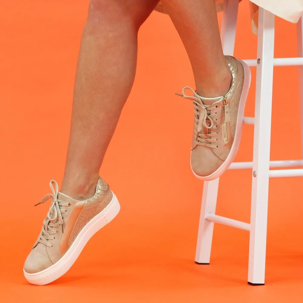 Lunar Nixie BEIGE Chunky Sole Trainer style Shoe DLW036BG