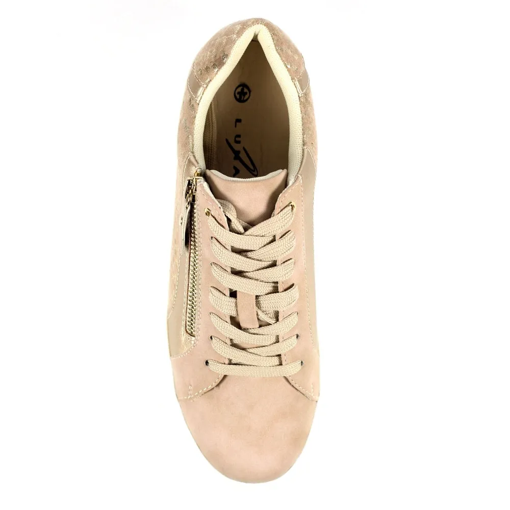 Lunar Nixie BEIGE Chunky Sole Trainer style Shoe DLW036BG