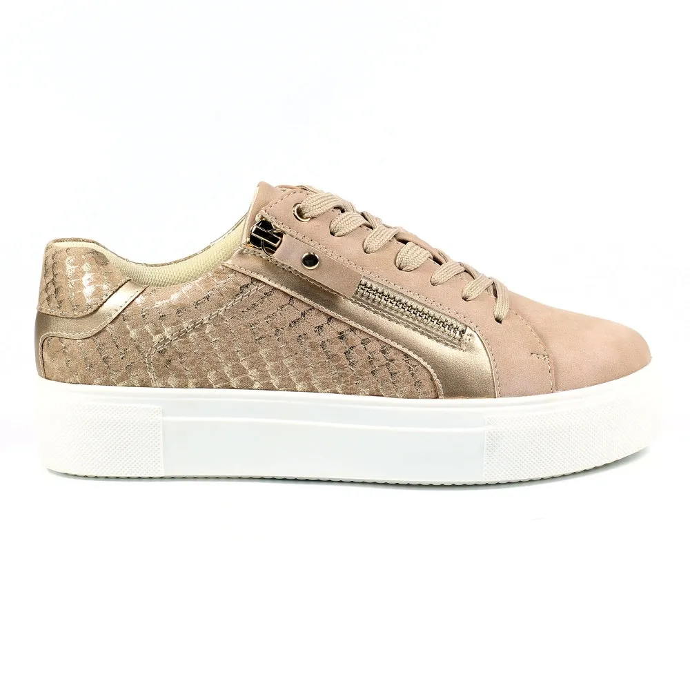 Lunar Nixie BEIGE Chunky Sole Trainer style Shoe DLW036BG