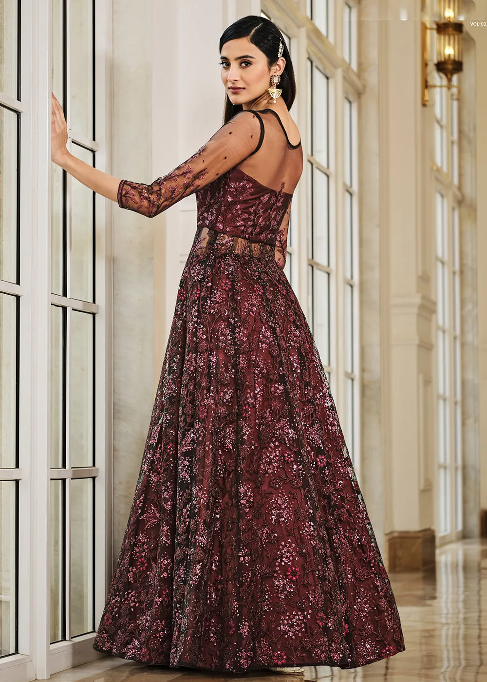 Maroon Lehenga/Pant Style Embroidered Designer Anarkali Suit