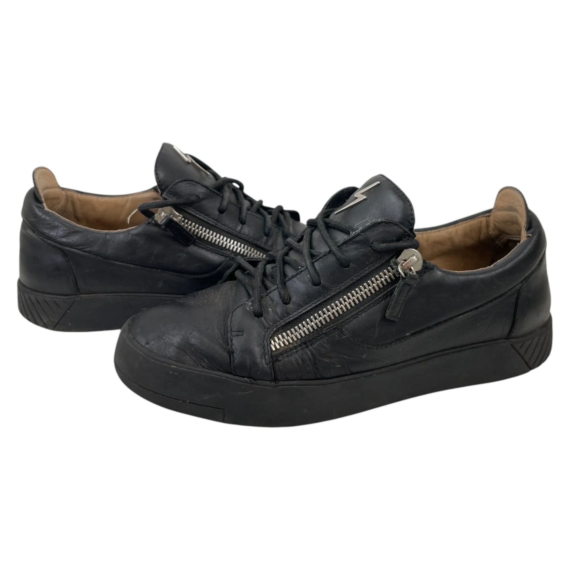 Men's Double Zip Low Trainers Black Size EU 42 / UK 8