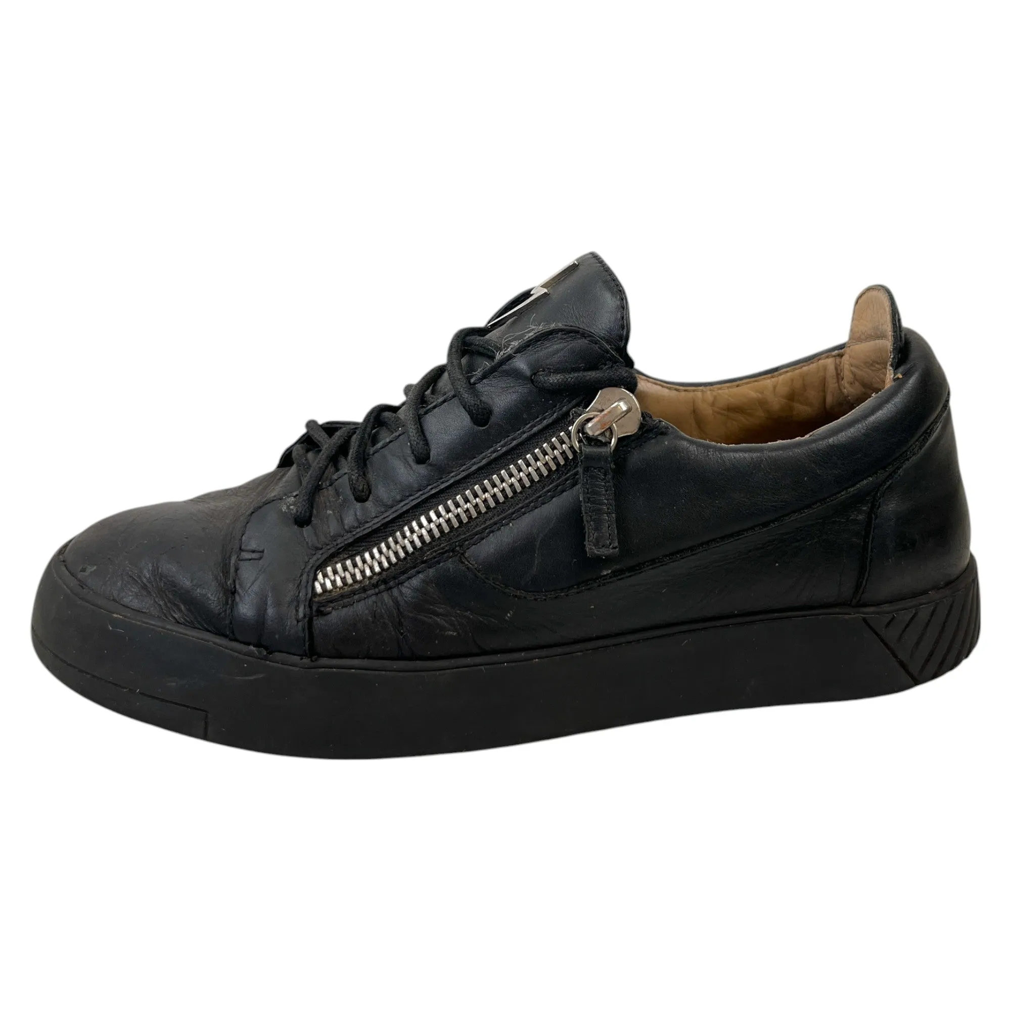 Men's Double Zip Low Trainers Black Size EU 42 / UK 8