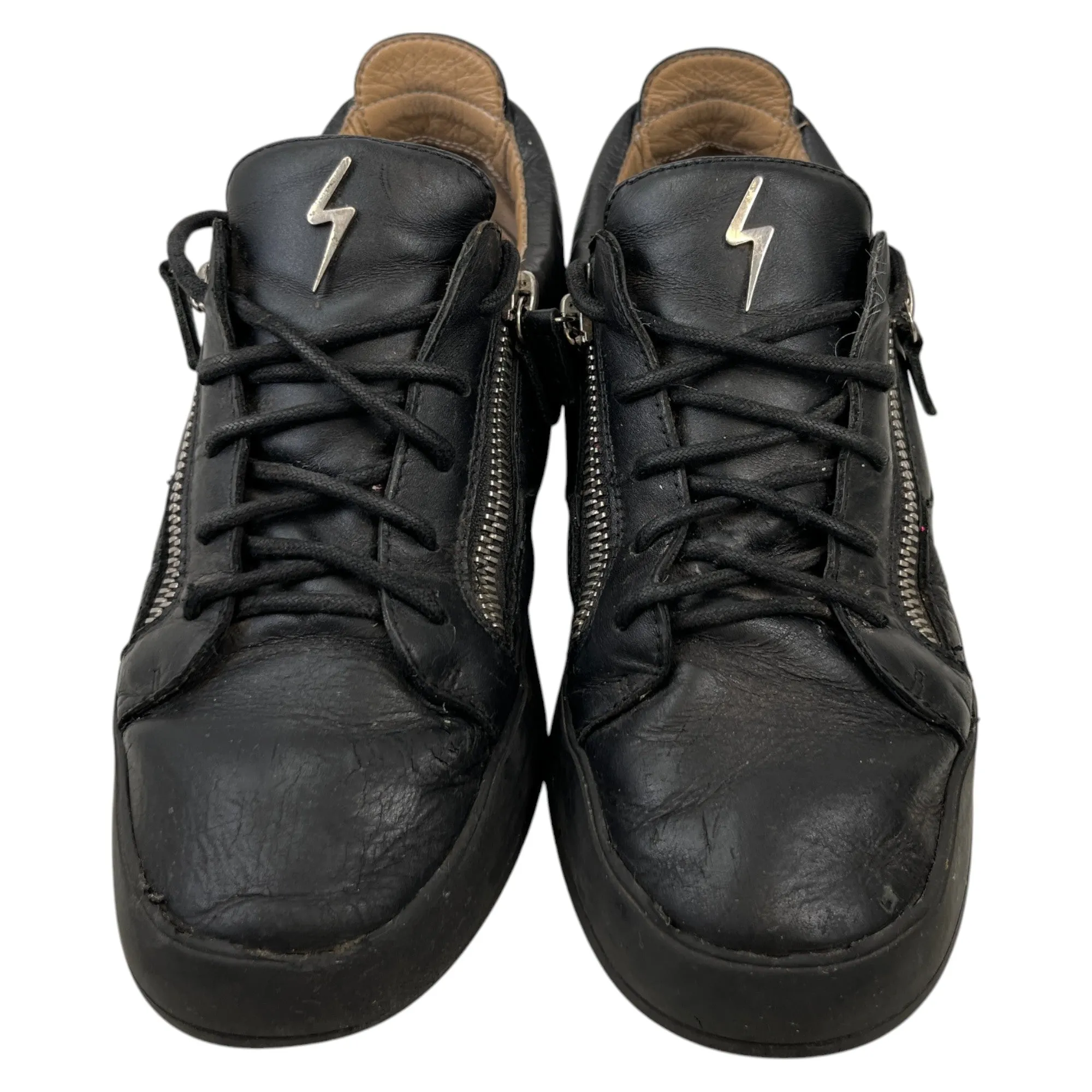 Men's Double Zip Low Trainers Black Size EU 42 / UK 8