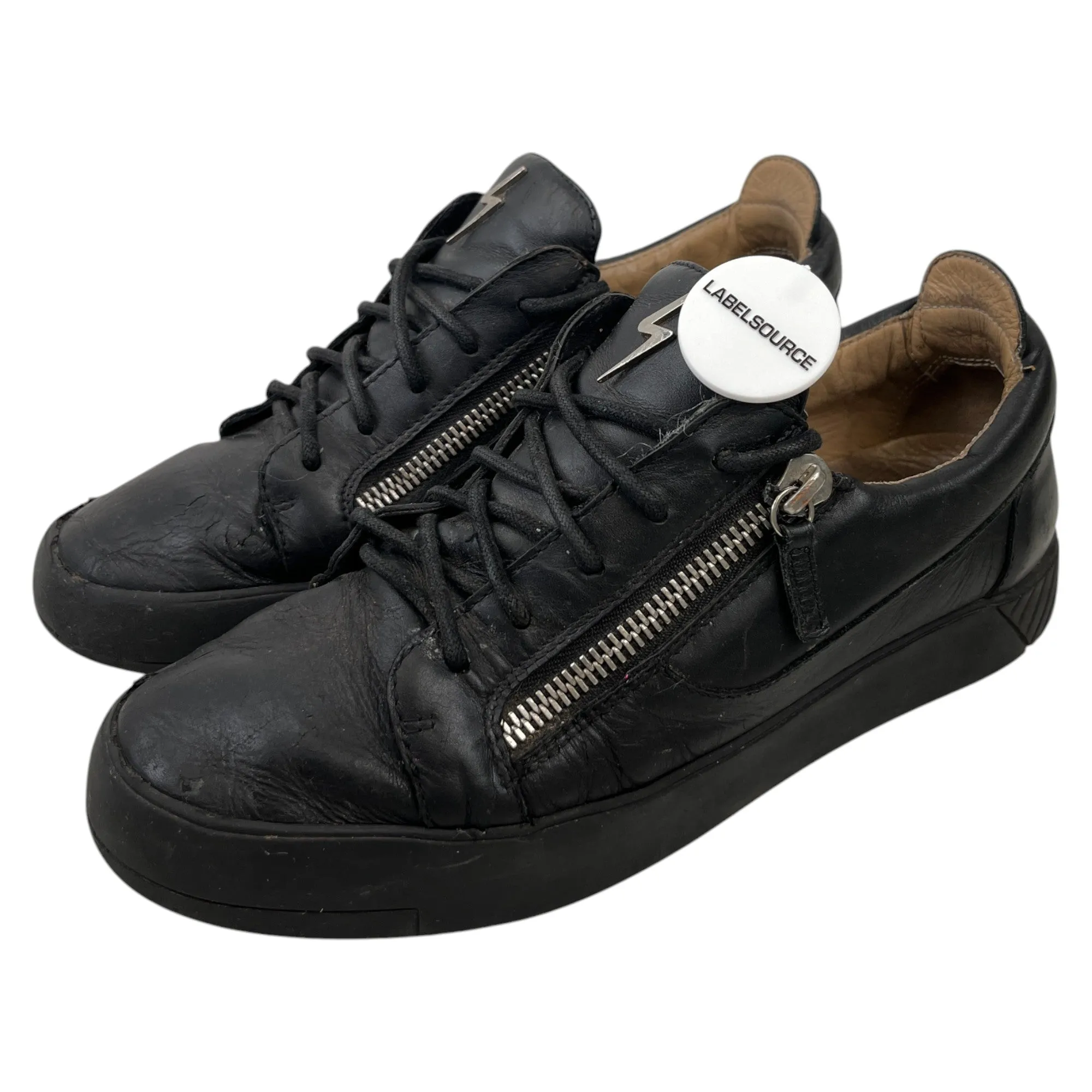 Men's Double Zip Low Trainers Black Size EU 42 / UK 8