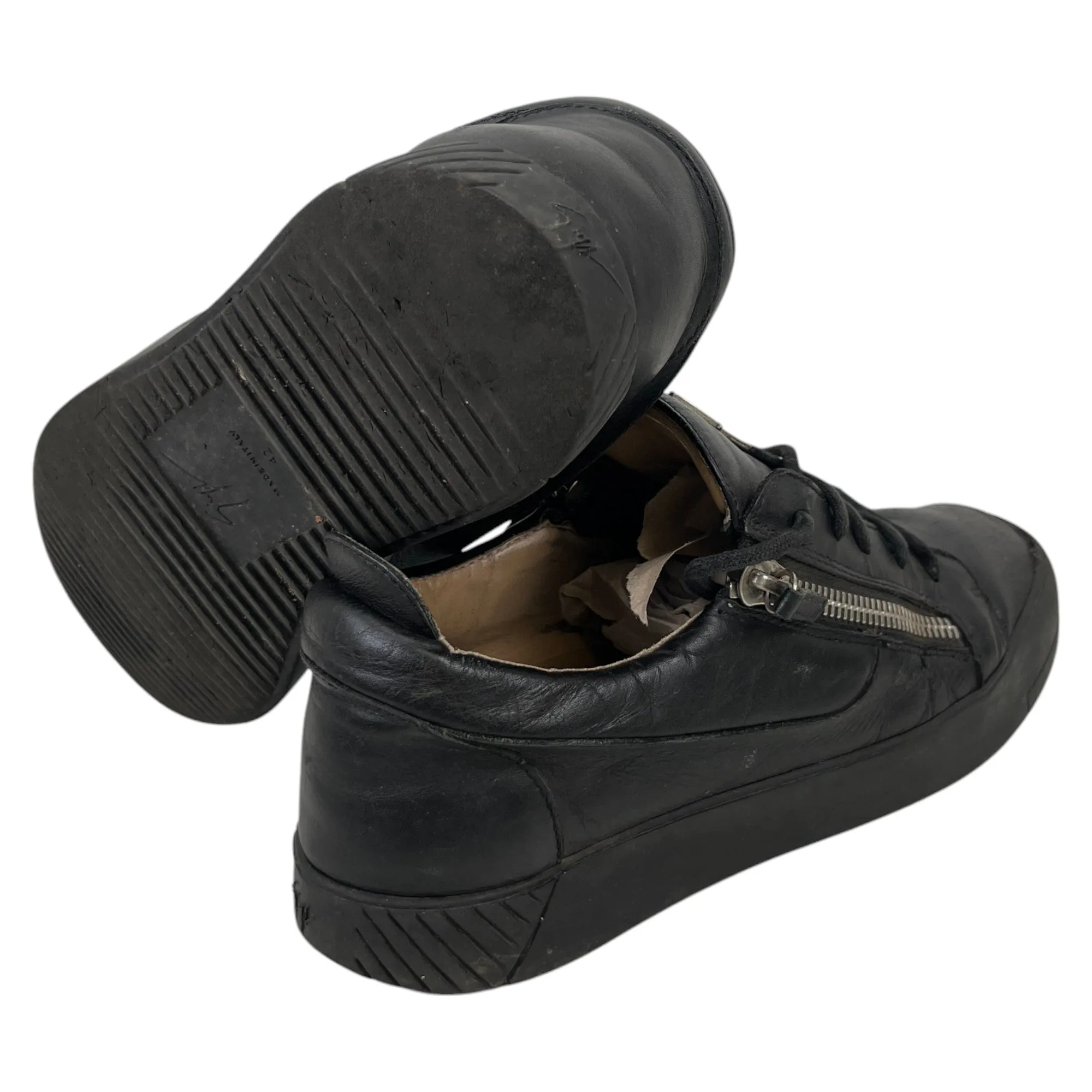 Men's Double Zip Low Trainers Black Size EU 42 / UK 8