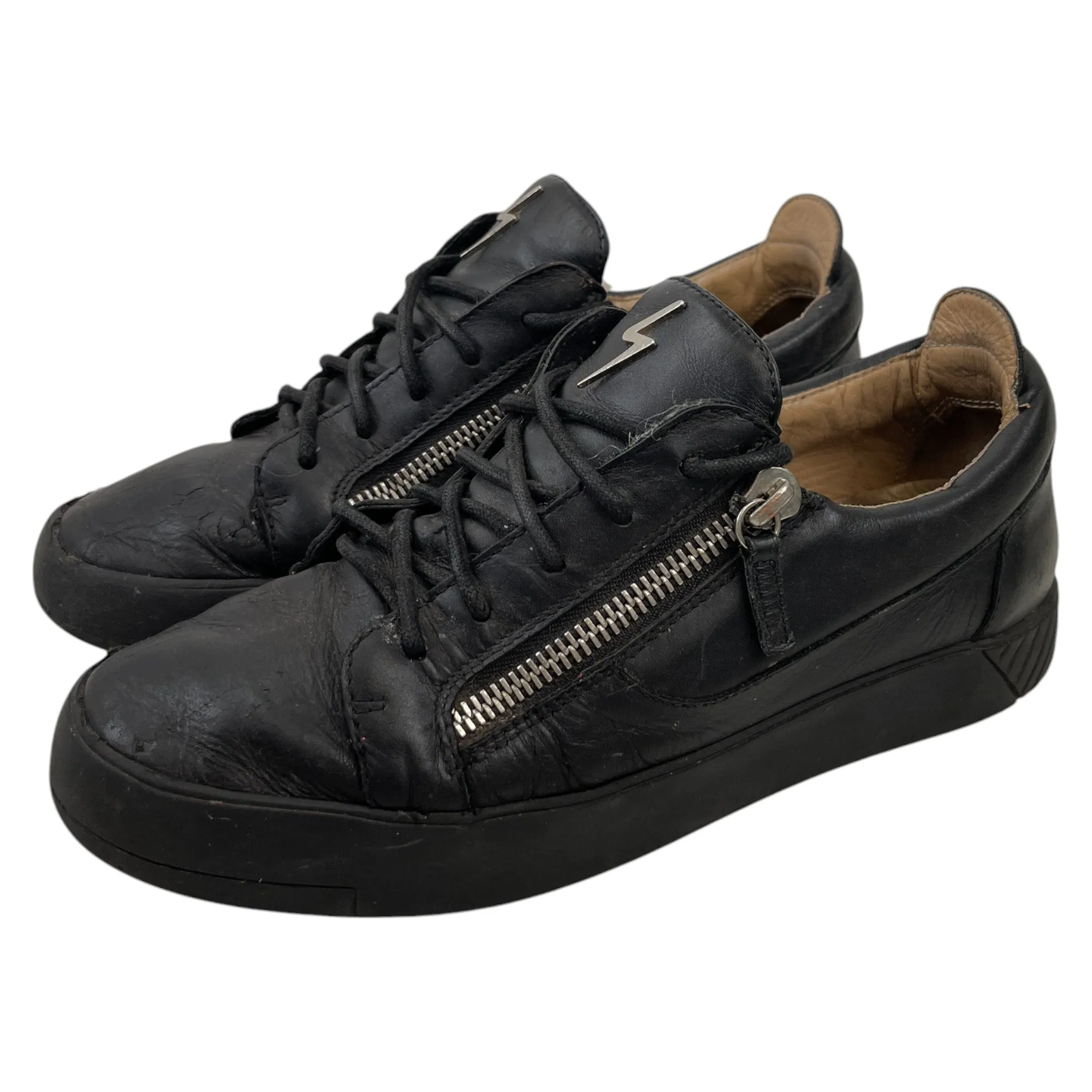 Men's Double Zip Low Trainers Black Size EU 42 / UK 8
