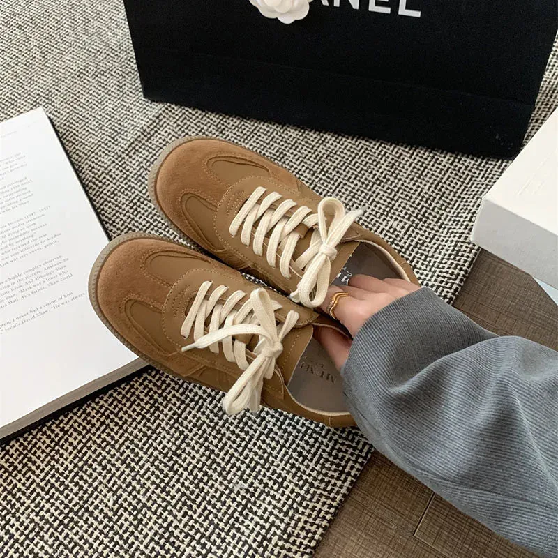 MQTIME  -  New Leather Mid-cut Running Sneakers Female Vulcanized Athletic shoe Suede Skate Shoes Fashionable Blue Feewear for Teenagers
