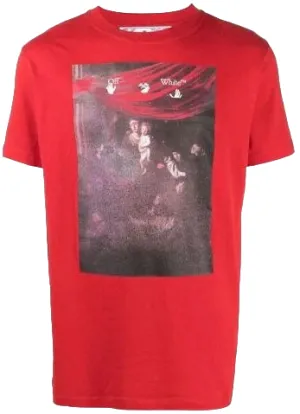 Off-White Caravaggio-Print Arrow Red T-Shirt
