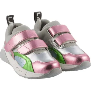 Pink Metallic Velcro Trainers
