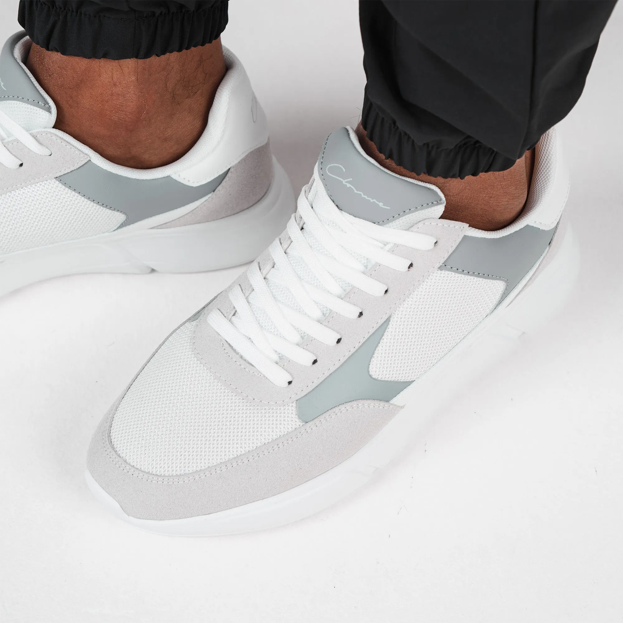 Premium Mesh Runner | White Grey