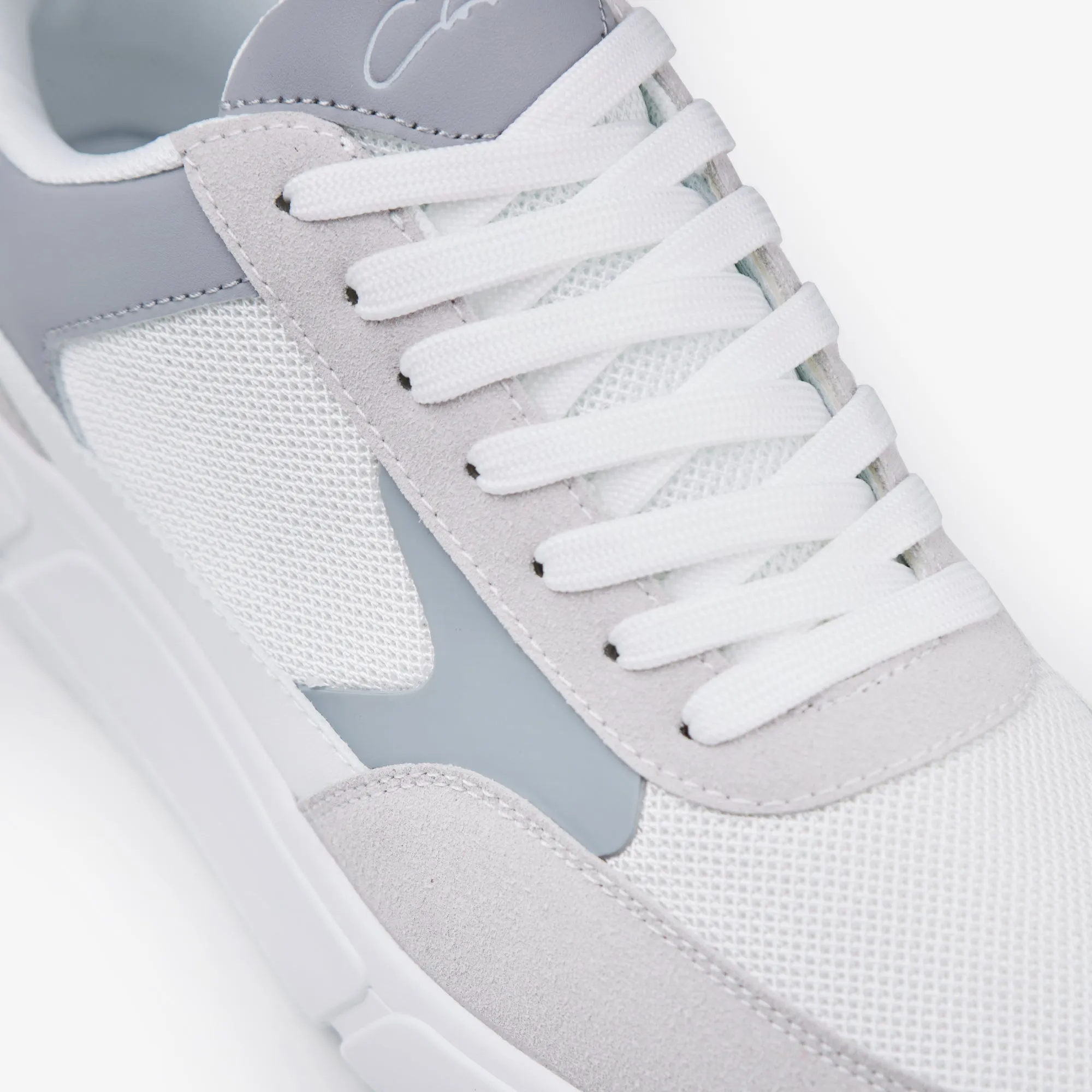 Premium Mesh Runner | White Grey