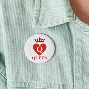 Queen of Hearts Buttons large 2.2'' (5-pack)