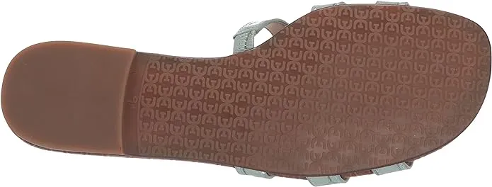 Sam Edelman Bay Seafoam Blue Slide Mule Open-Toe Slip-On Leather Flats Sandals