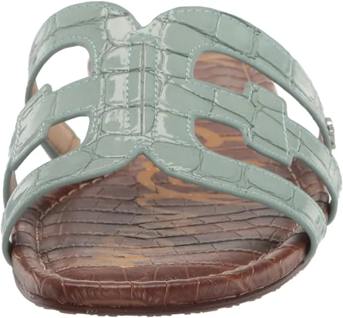 Sam Edelman Bay Seafoam Blue Slide Mule Open-Toe Slip-On Leather Flats Sandals