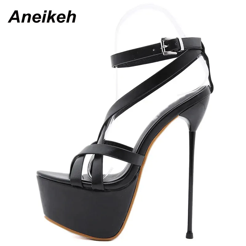 Strappy Metal Heel Shoes