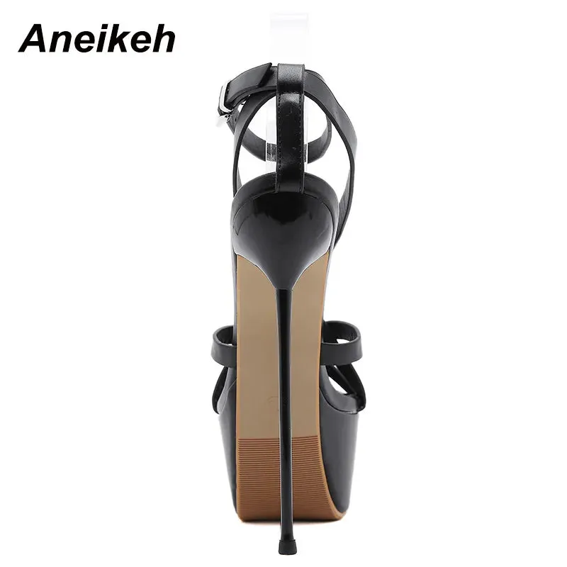 Strappy Metal Heel Shoes