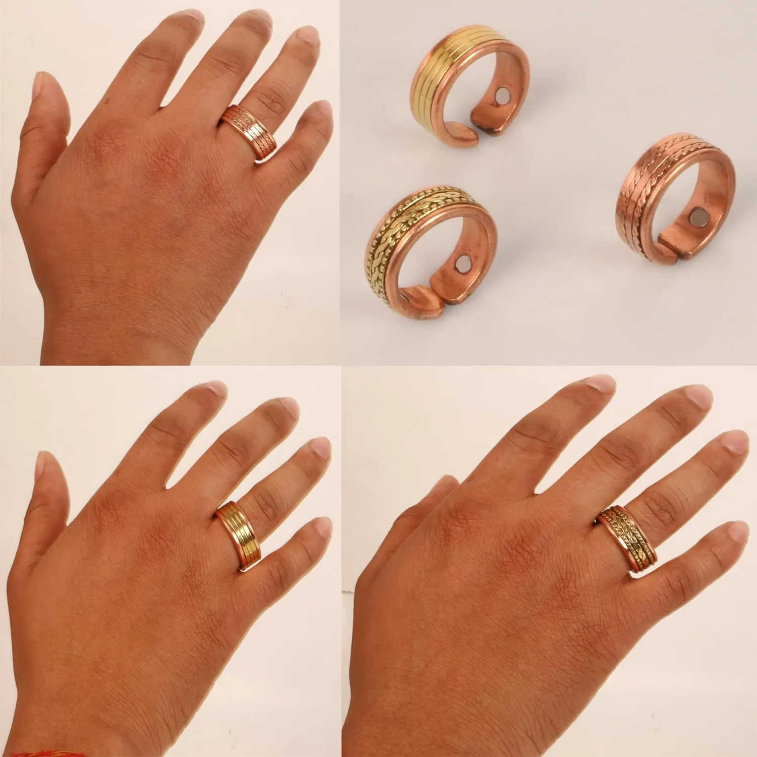 Touchstone Handcrafted by Indian Skilled Artisans Durable Pure Copper Magnetic Ring