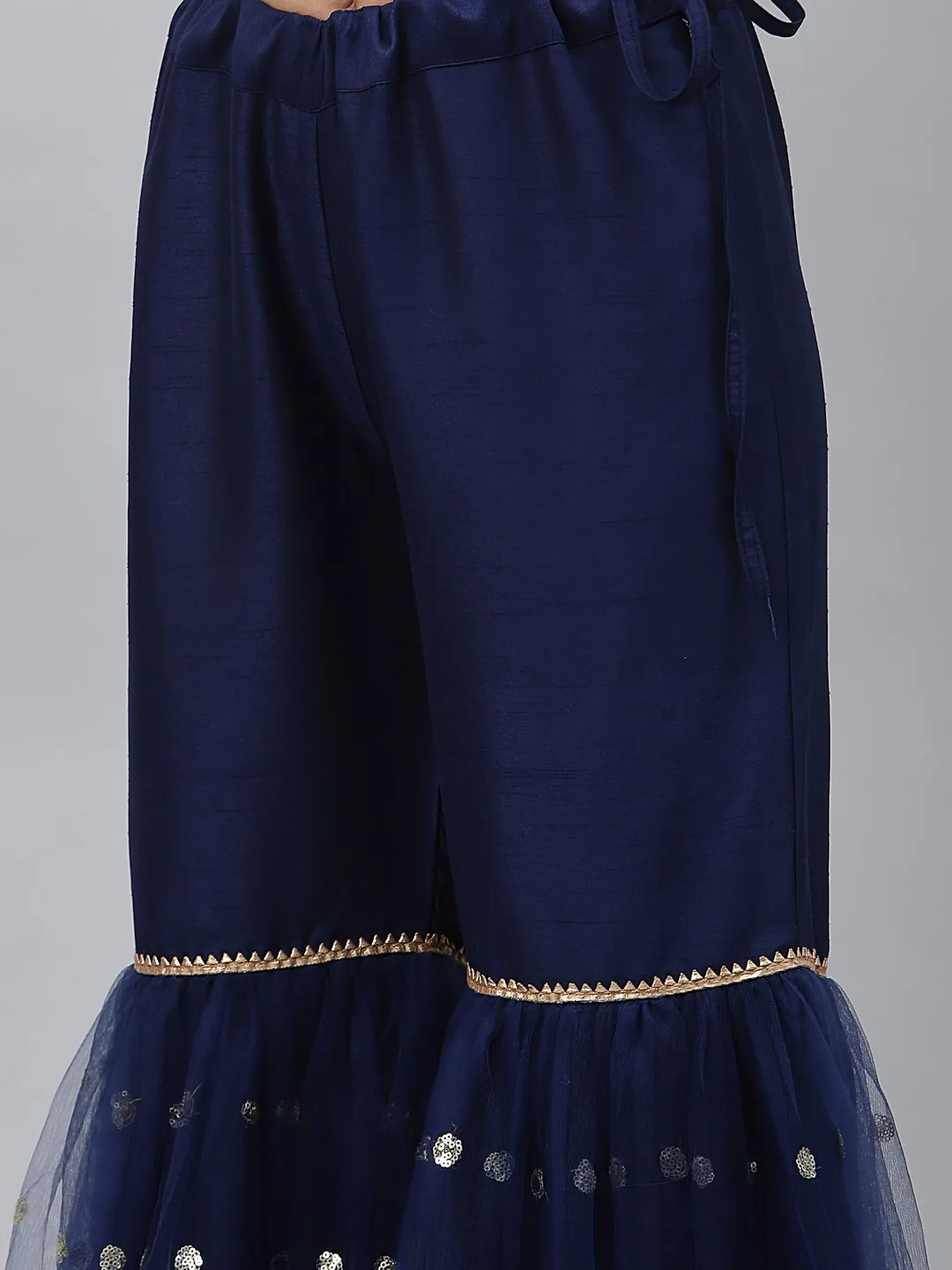 Viscose Sequin Embroidered Short Kurti Sharara Set